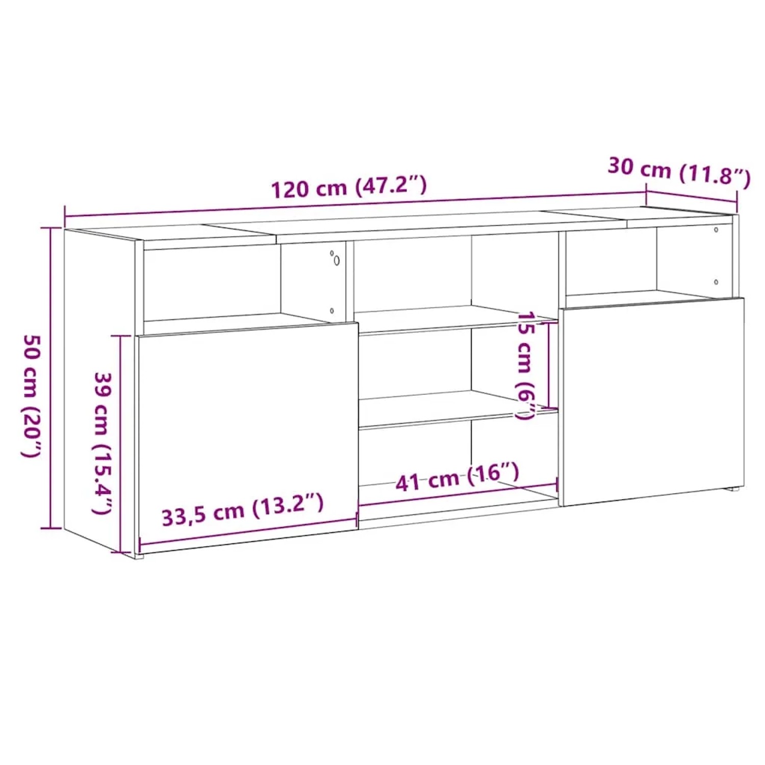vidaXL TV-Schrank mit LED-Leuchten Artisan-Eiche 120x30x50 cm 856352_16