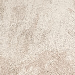 Strukturierte, creme-beige Vliestapete mit grafischem Floral-Muster von A.S. Creation.