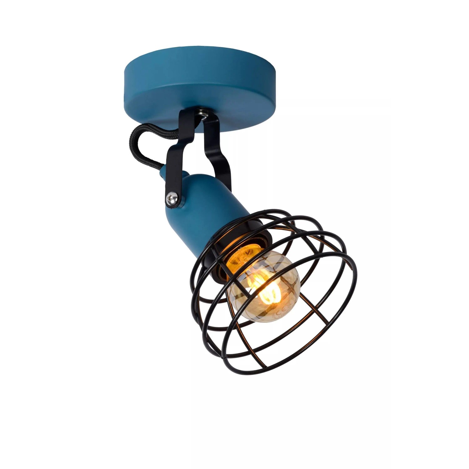 Licht-Erlebnisse Deckenstrahler Kinderzimmer Blau Schwarz 10,5 CM Breit Klein Schwenkbar Metall E27