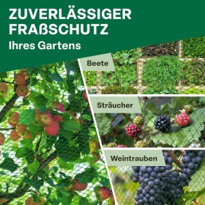 TTL GARDEN Vogelschutznetz 10 x 10 m Masche 15x15mm Gartennetz Teichnetz Reißfest UV Stabil Feinmaschig Zuschneidbar Vogelabwehr Pflanzenschutznetz