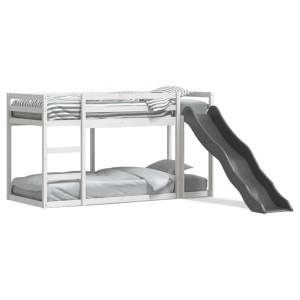 vidaXL Etagenbett mit Rutsche & Leiter Weiß 90x200cm Massivholz Kiefer 3284243