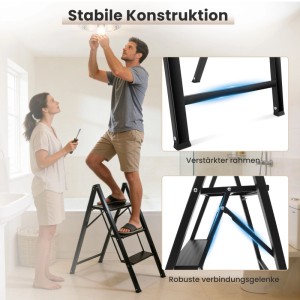 Sekey Klappleiter 3 Stufen Alu Klapptritt Stehleiter bis 150 kg