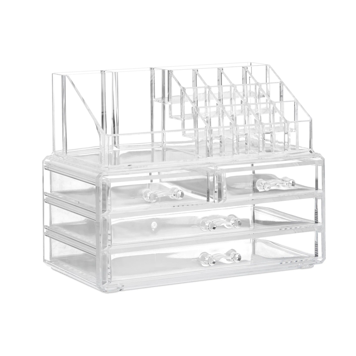 Relaxdays Make Up Organizer Acryl Transparent 4 Schubfächer 19 cm x 24 cm x 13,5 cm 1,3 kg