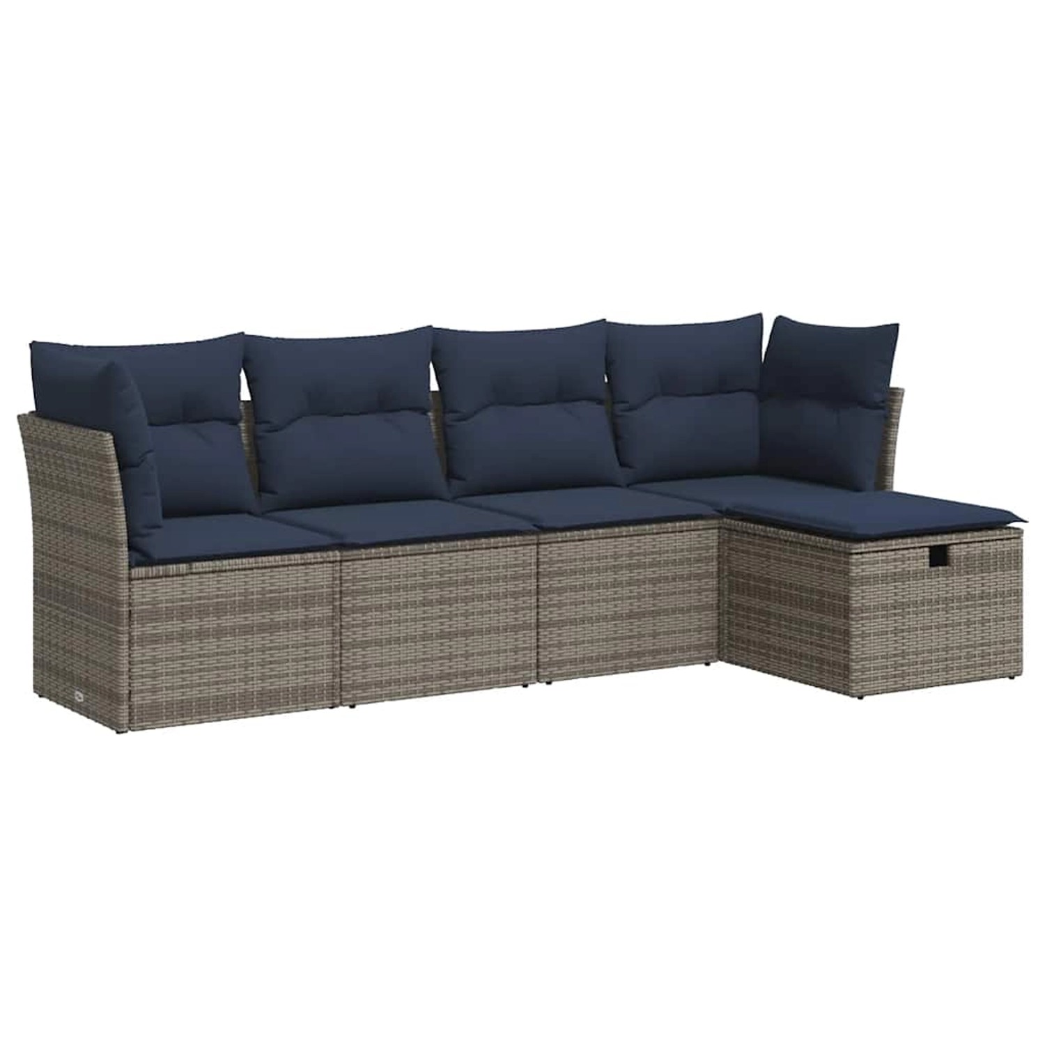 vidaXL 5-Tlg Garten-Sofagarnitur mit Kissen Grau Poly Rattan 3325267