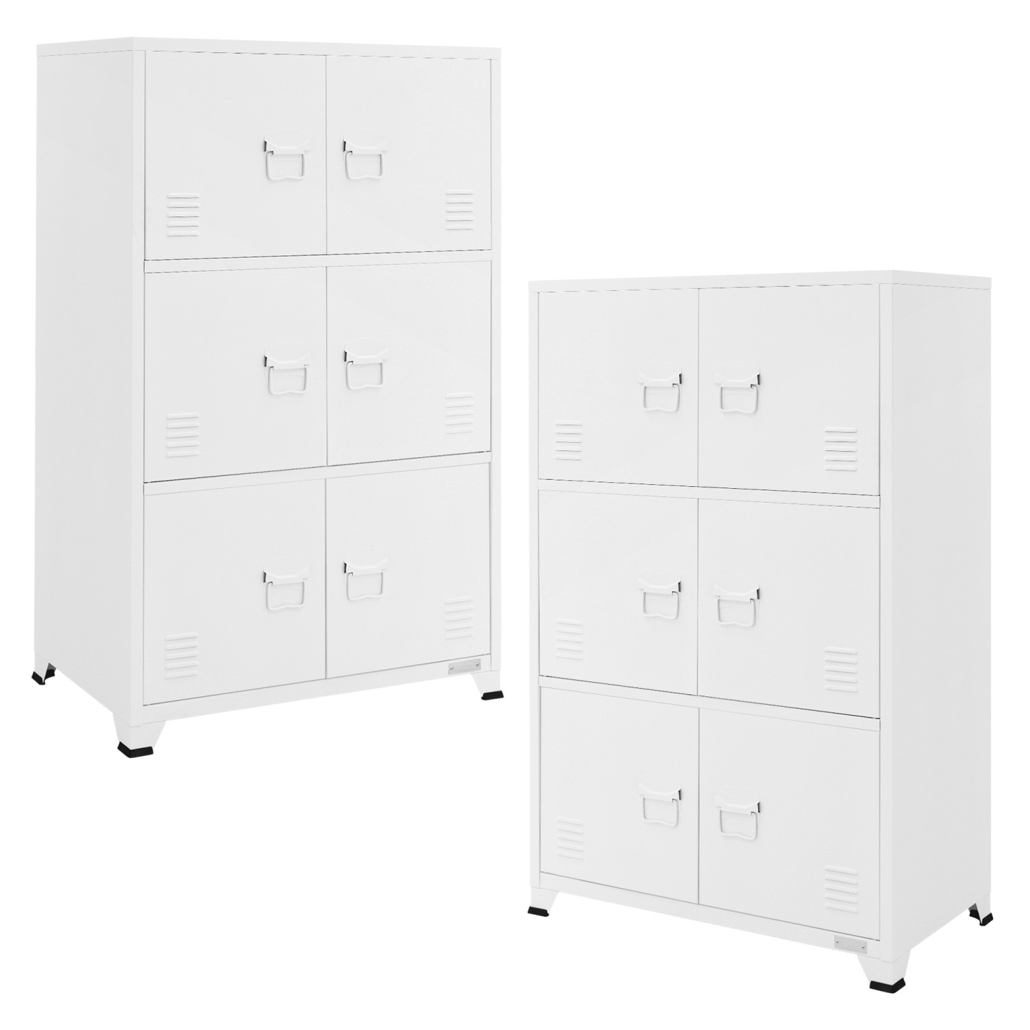 ML-Design 2Er Set Aktenschrank 75x40x120 cm Weiß aus Stahl Freistehend günstig online kaufen