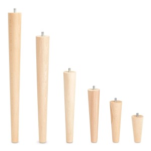 4er Set SOTECH Möbelfüße aus Buche Massivholz, verschiedene Höhen.