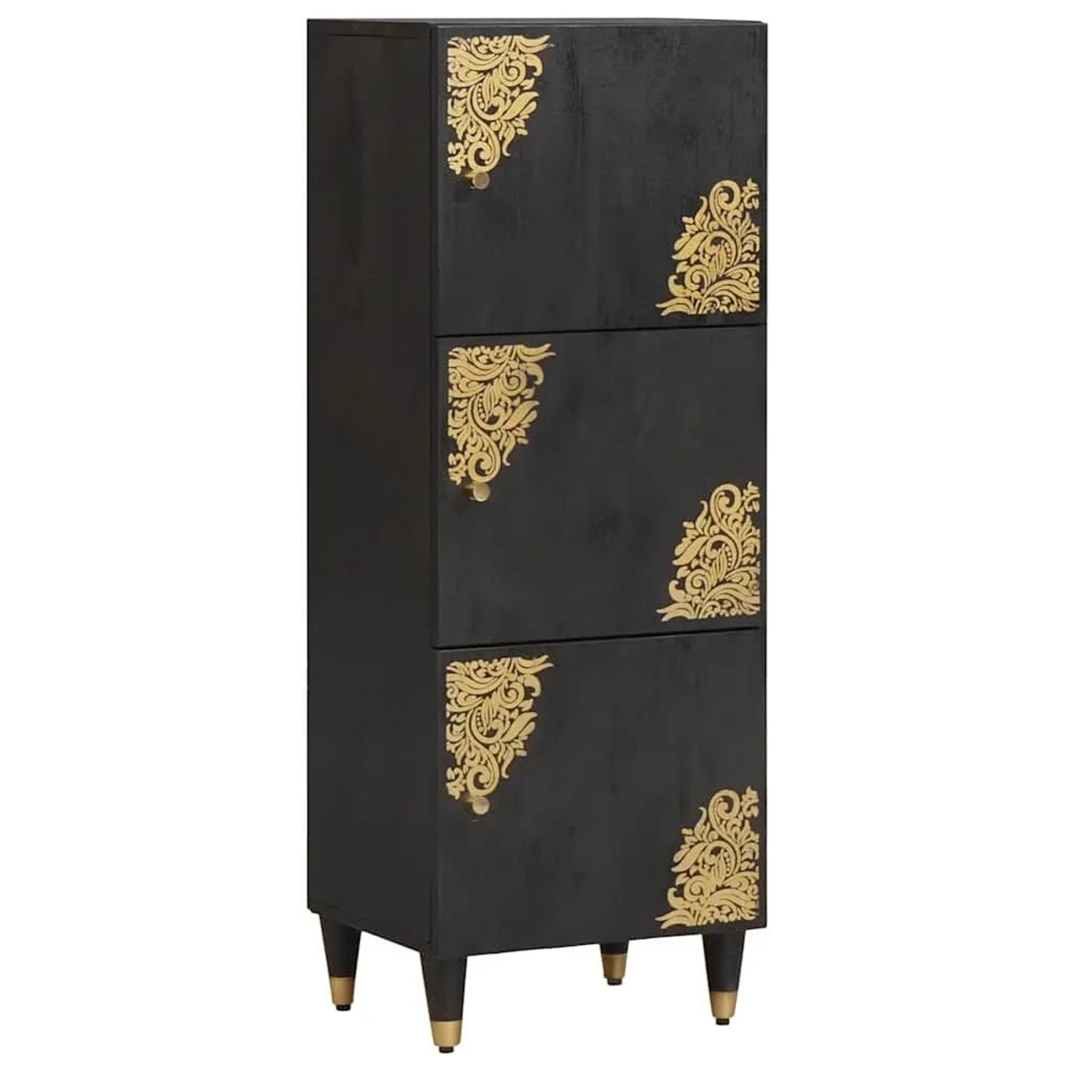 vidaXL Highboard mit Regal Schwarz 40 x 33 x 110 cm Massivholz Mango 4018837