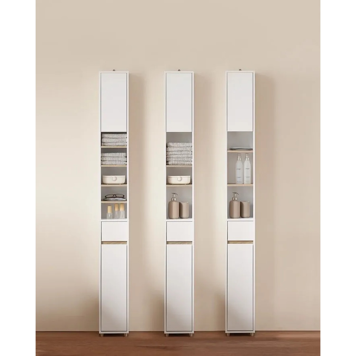 SoBuy Badezimmer Hochschrank schmal BZR34-WN 20 x 180 x 20 cm Weiß kaufen bei OBI