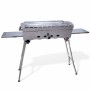 Edelstahl Schaschlik Grill „Grillpeter Mangal Khan“ mit Grillrost und Ablagen, klappbare Füße.