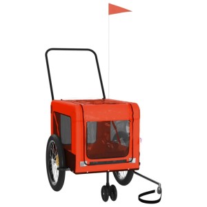 vidaXL Fahrradanhänger Hunde Orange und Schwarz Oxford-Gewebe & Eisen 93942