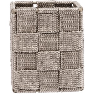 Wenko Badkorb Adria Cubo in Taupe, Aufbewahrungsbox aus Kunststoff-Geflecht.