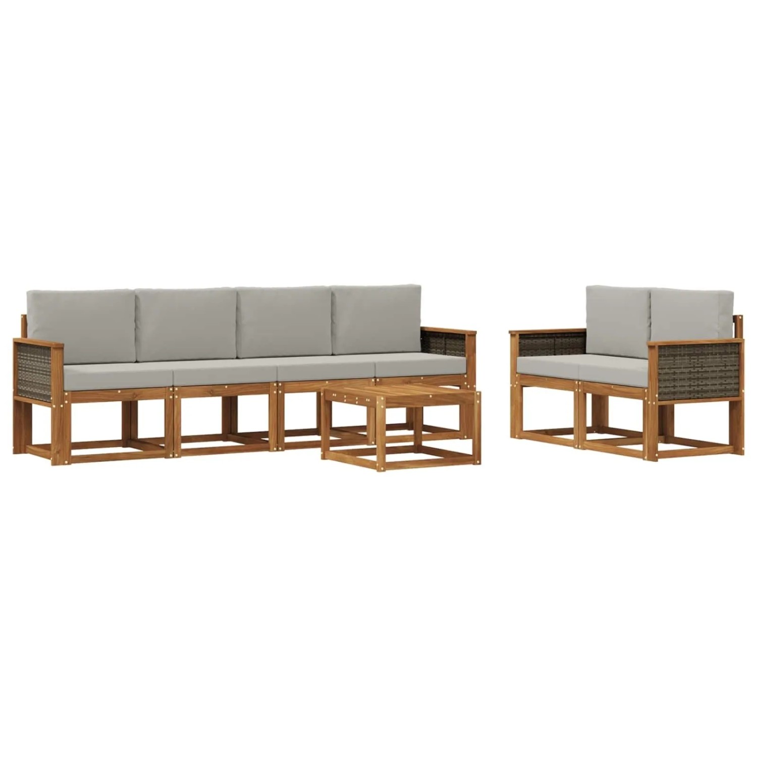 vidaXL Outdoor-Sofagarnitur mit Kissen 6 Stk Natur und Hellgrau 3385007