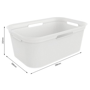 Weißer Rotho Wäschekorb Brisen (41 l) aus Kunststoff mit Lochmuster und Tragegriffen.