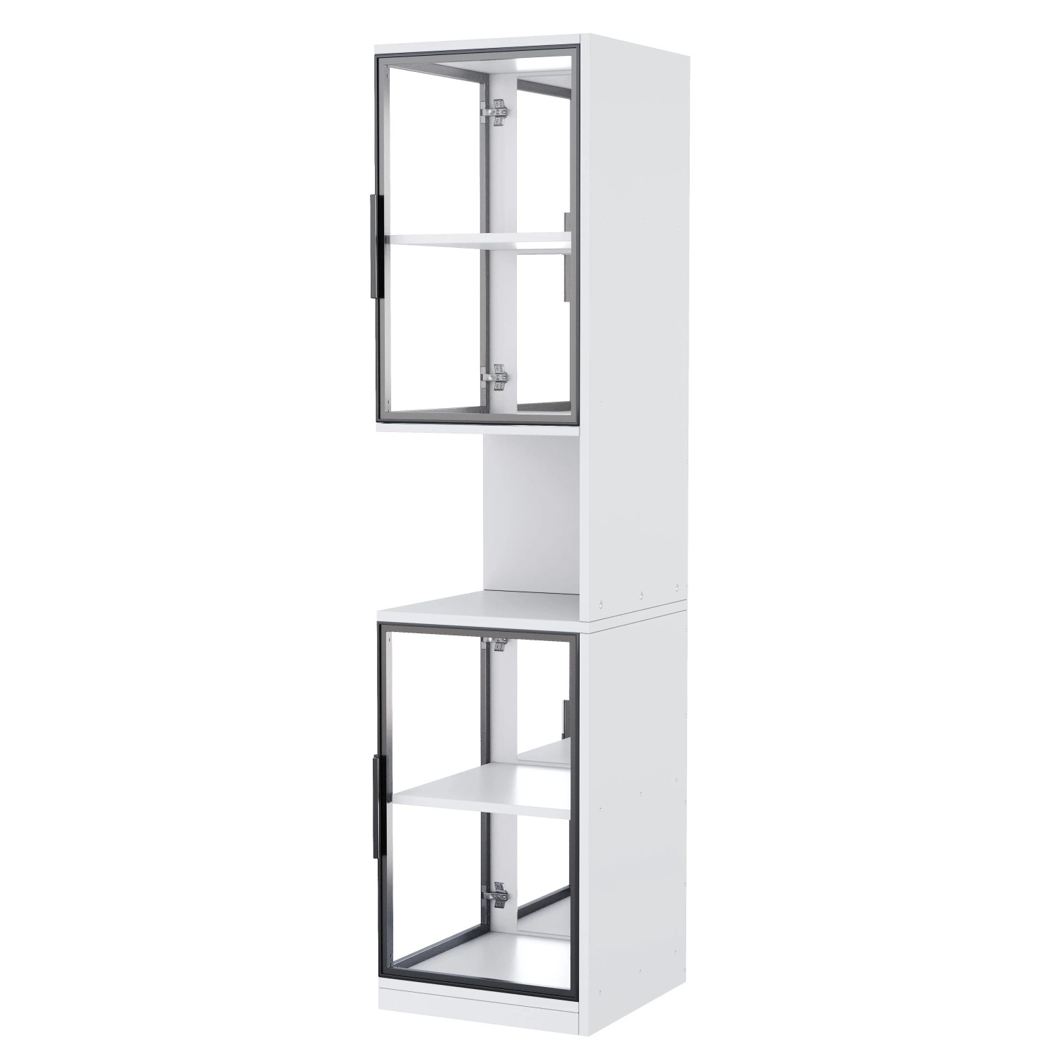 okwish Vitrinenschrank mit LED Beleuchtung für Wohnzimmer 42x44x205cm Weiß