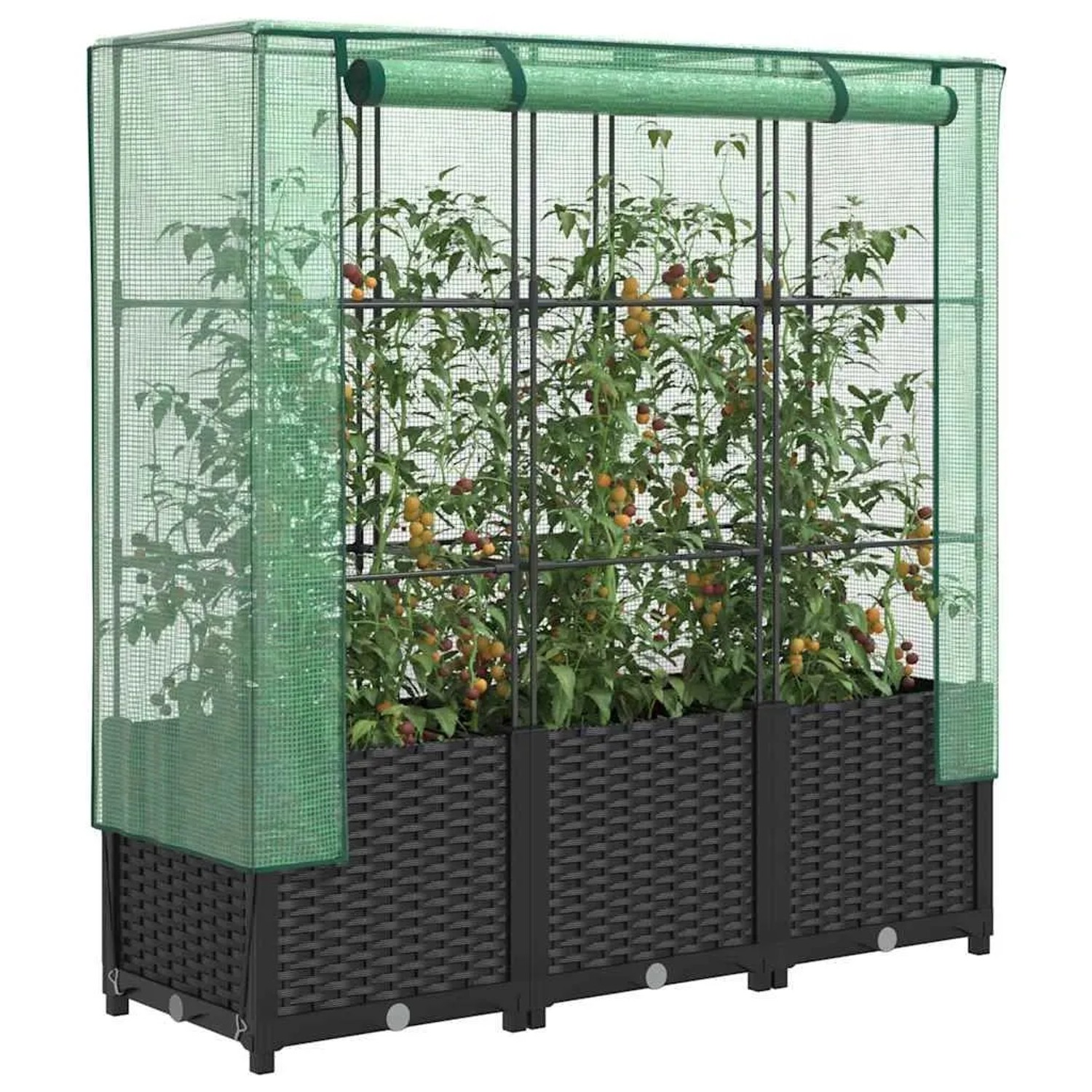 vidaXL Hochbeet mit Gewächshaus-Aufsatz in Rattan-Optik, 120x40x138 cm. Ideal für Garten, Balkon oder Terrasse.