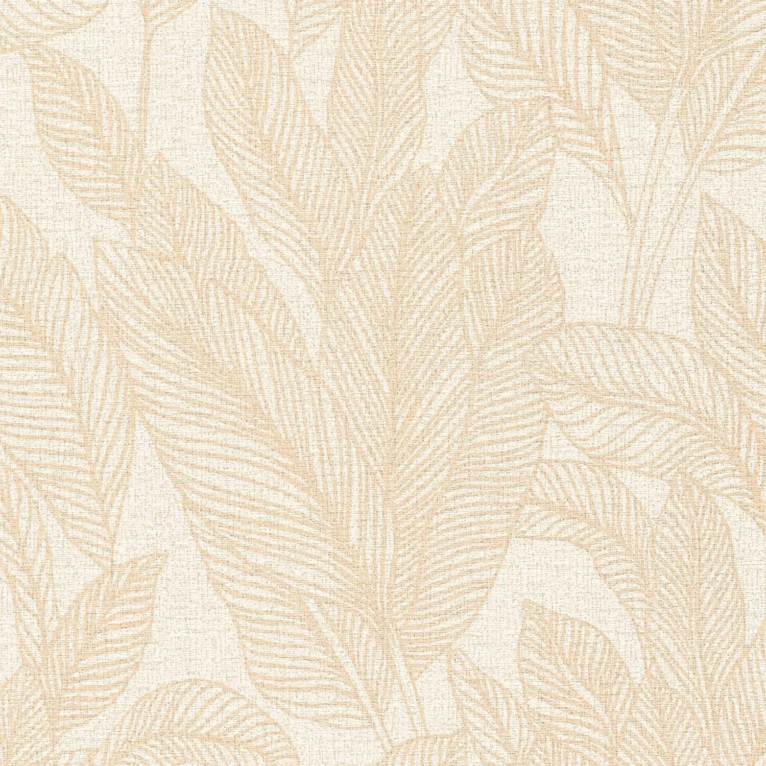PROFHOME 790642-GU Ton-in-Ton Tapete Floral Glitzernd Creme Platin 0,53 m x 10,05 m 5,33 m2