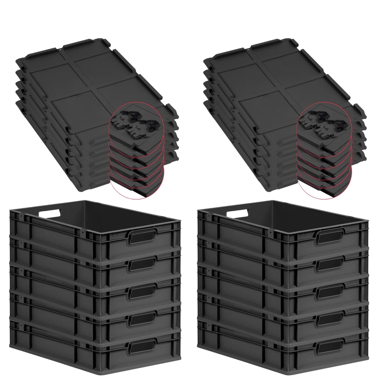 PROREGAL SuperSparSet 10x Eurobox Nextgen Grip Mit Scharnierdeckel Und Schw günstig online kaufen