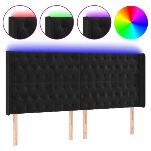 vidaXL LED Kopfteil Schwarz aus Samt, gesteppt, mit farbiger LED-Beleuchtung. Modernes Dekor-Paneel.