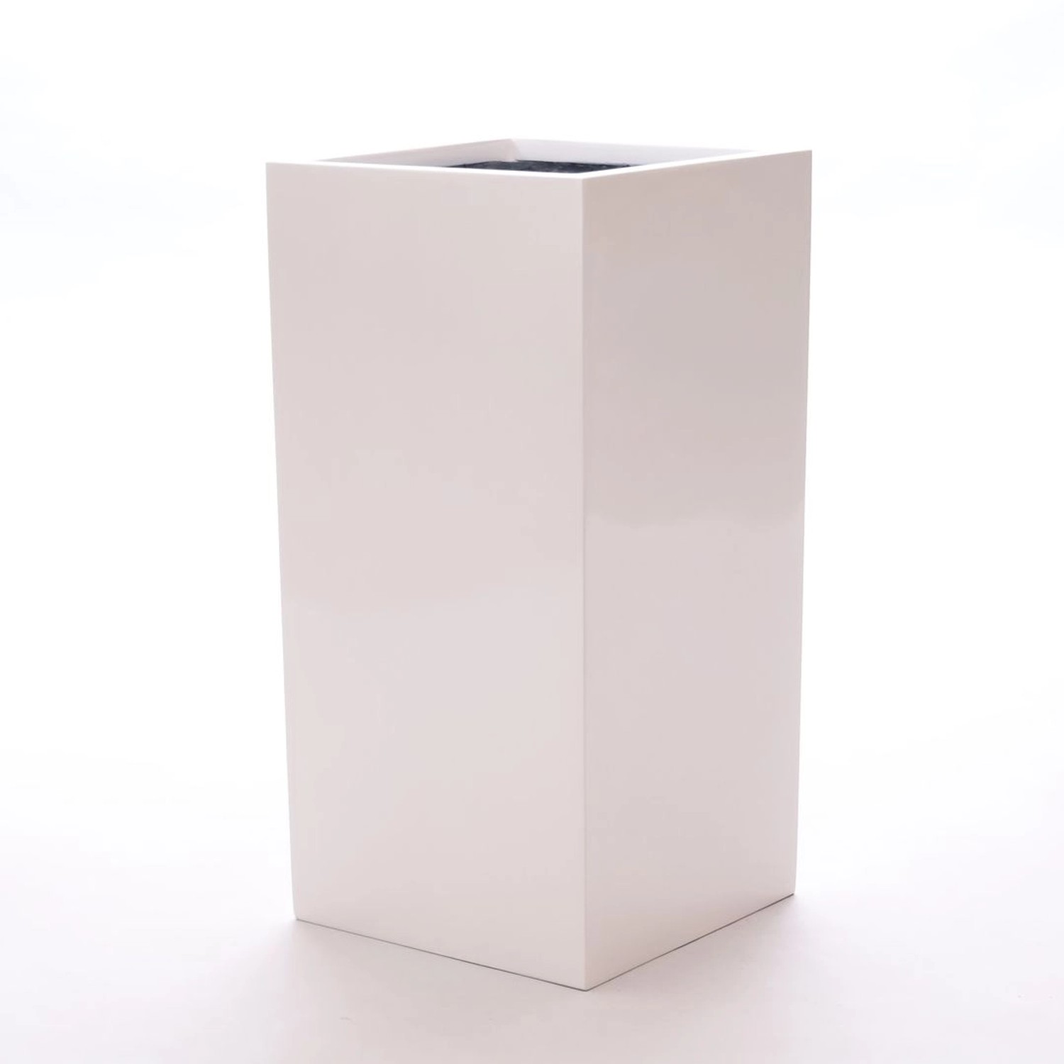 Elegant Einrichten Pflanzkübel Fiberglas Säule 30x30x90cm Hochglanz-Weiß günstig online kaufen