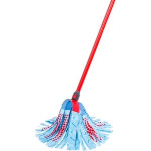 Vileda SuperMocio 3xAction Velour Wischmopp mit rotem Stiel für Reinigungsgeräte.