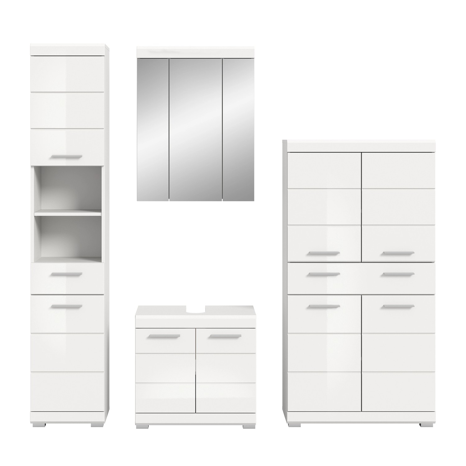 Badmöbel-Set SCHLOONSEE  4 teilig  bestehend aus: Hochschrank  Waschbeckenu günstig online kaufen