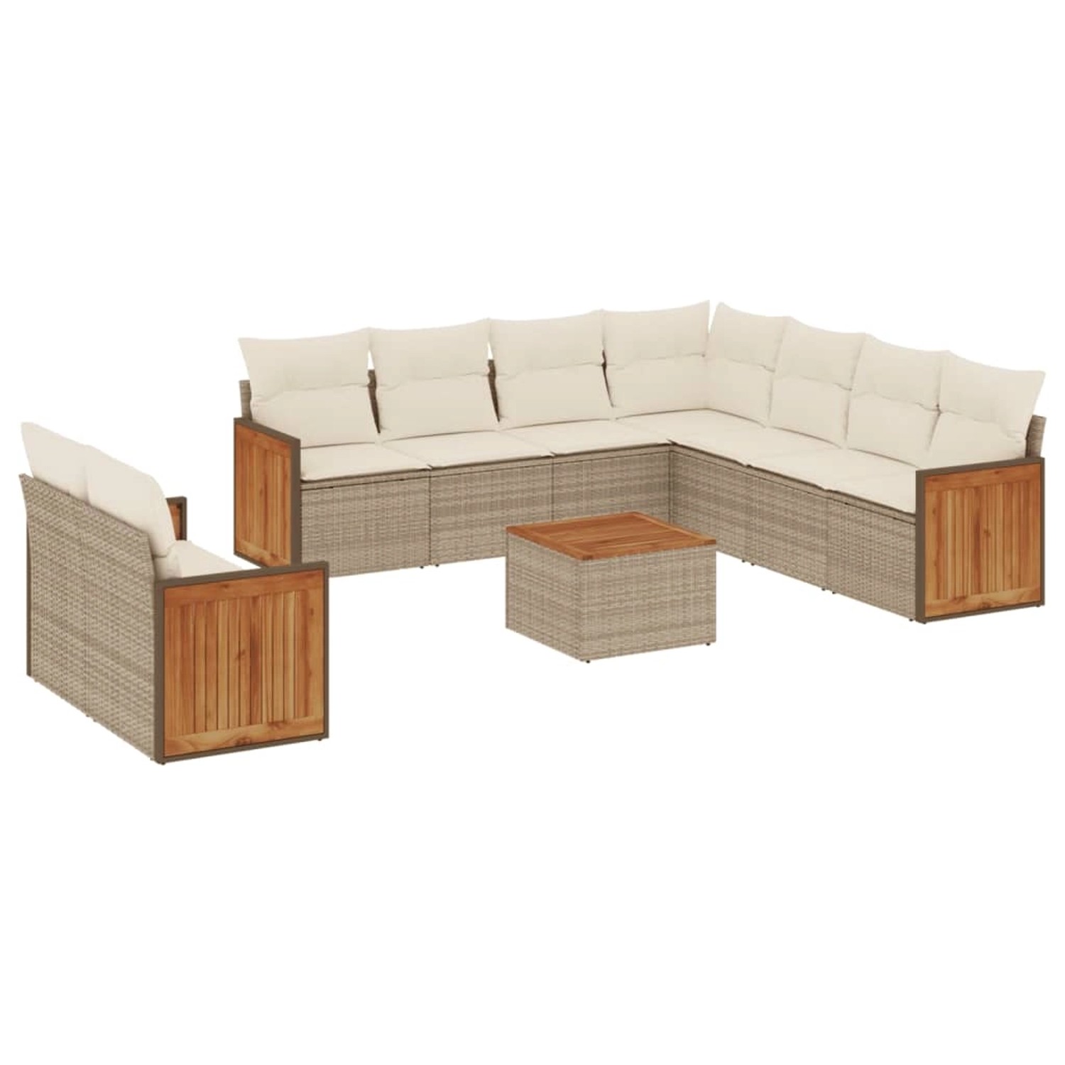 vidaXL 10-Tlg Garten-Sofagarnitur mit Kissen Beige Poly Rattan 3260189 günstig online kaufen