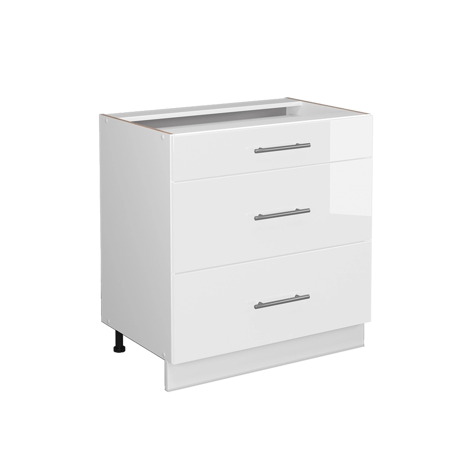 Vicco Badschrank Fame-Line Weiß Hochglanz/Weiß 80 x 82 cm mit 3 Schubladen ohne Arbeitsplatte
