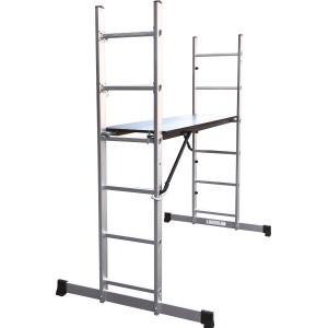 Leitergerüst mit Plattform, 2x6 Sprossen, für Arbeiten in der Höhe.