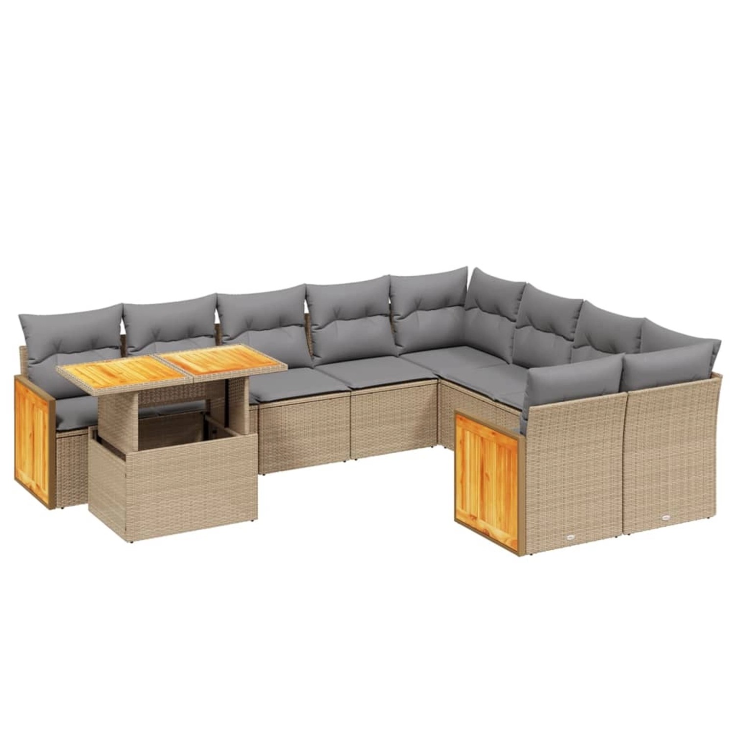 vidaXL 10-tlg Garten-Sofagarnitur mit Kissen Beige Poly Rattan Modell 248 günstig online kaufen