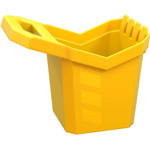 Gelber Eimer aus dem Hape Sandspielzeug-Set, Teil eines 9-teiligen Sets für Spiel & Spaß im Sandkasten.