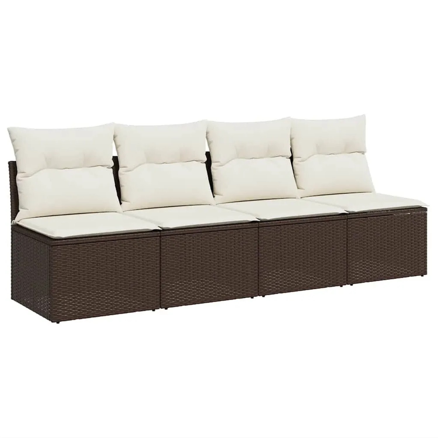 vidaXL Gartensofa mit Kissen 4-Sitzer Braun Poly Rattan 366203