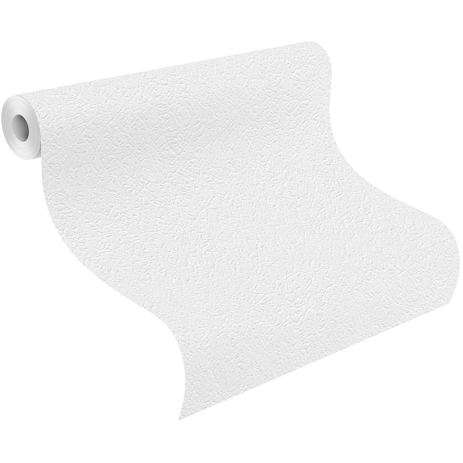 Rolle Rasch Vliestapete Wallton 127409, Uni Weiß mit feiner Struktur, 10,05x0,53m.