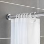 Wenko Teleskop-Duschvorhangstange Luz, ausziehbar, rostfrei, 70-115 cm, Chrom, mit Duschvorhang.