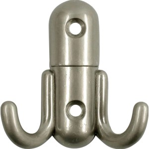 Vernickelter Wandhaken 1786 aus Metall mit zwei Hakenarmen und Befestigungsöse.