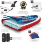 Tectake aufblasbares SUP Poseidon: Drop-Stitch-Kern, Anti-Rutsch-Oberfläche, 3-Finnen-System, Rucksack, Reparaturset. Wassersport.