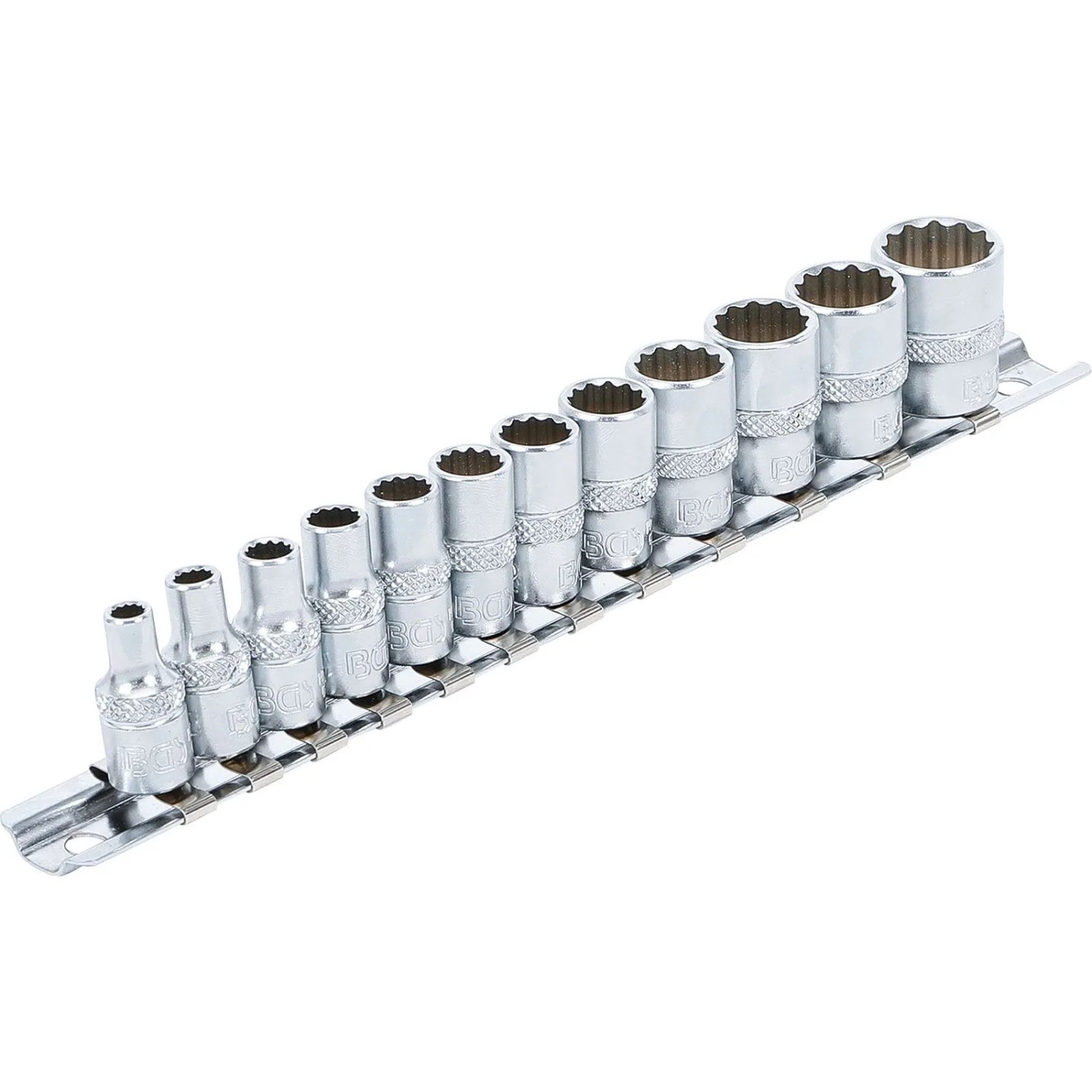 BGS Steckschlüssel Einsatz Satz Zwölfkant Antrieb Innenvierkant 6 3 Mm  1 4 Zoll  Zollgrößen 12Tlg  2755