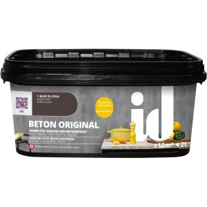 id Wandfarbe Beton Original Barcelona, 2 Liter. Farbe für grafischen Betoneffekt.