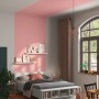 Schlafzimmer mit Wandfarbe CREATE! by OBI Lieblingsfarbe Greta Magnolienrosa, matt.