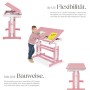 Pinker Tectake Schreibtisch, höhenverstellbar und neigbar, mit Schublade. Ideal für Kinder.