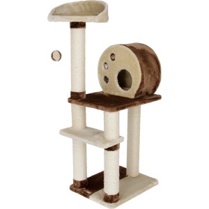 Kerbl Kratzbaum Planet X mit Sisalstämmen, Höhle und Liegeflächen in Beige und Braun.