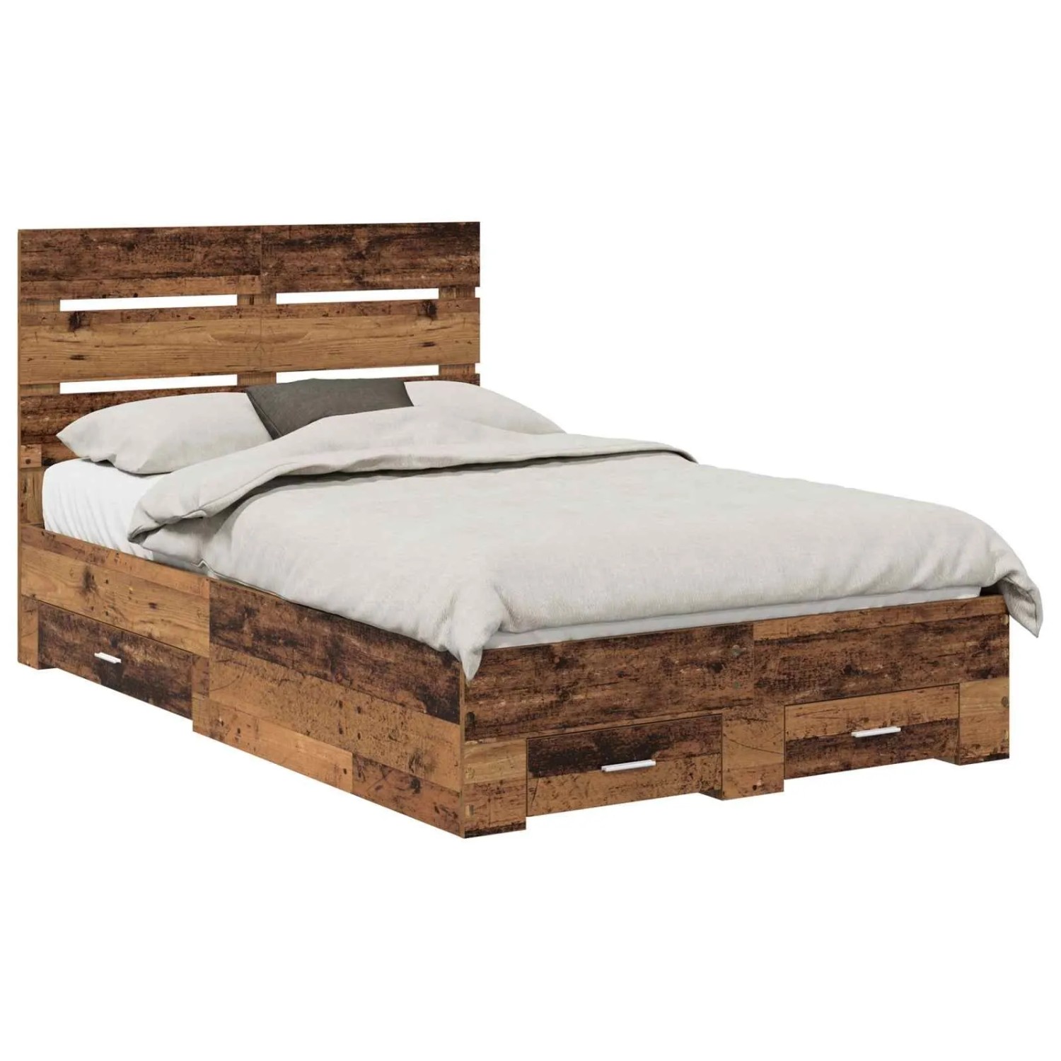 vidaXL Bettrahmen mit Schubladen Altholz 120 x 190 cm Holzwerkstoff 3412002 günstig online kaufen