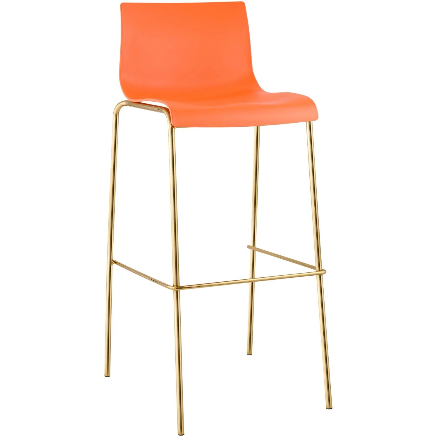 DELUKE Barhocker TENAR Kunststoff Orange 43x48x100cm Gold Barstuhl Mit Lehne Tresenhocker Tresenstuhl
