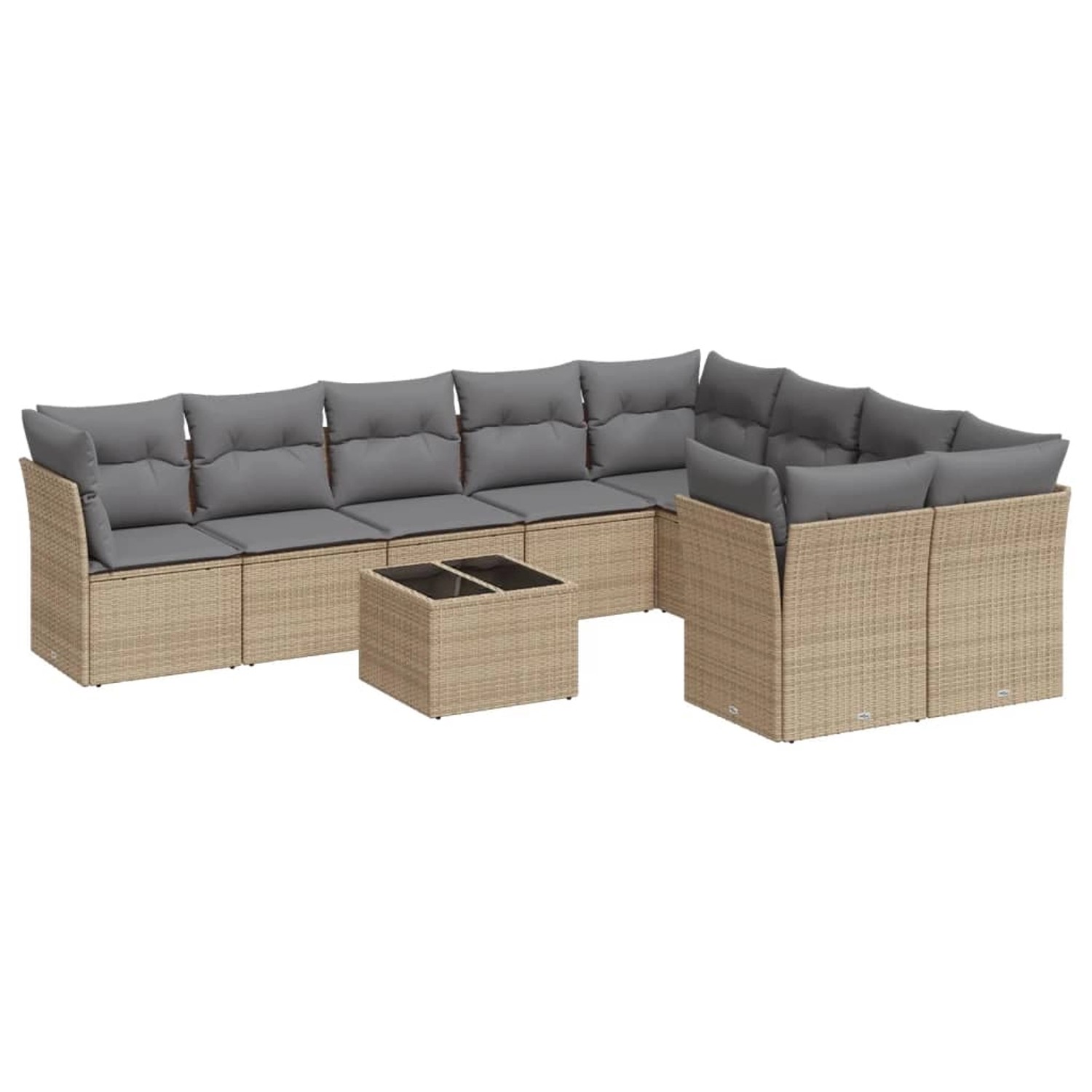 vidaXL 10-Tlg Garten-Sofagarnitur mit Kissen Beige Poly Rattan 3250018 günstig online kaufen
