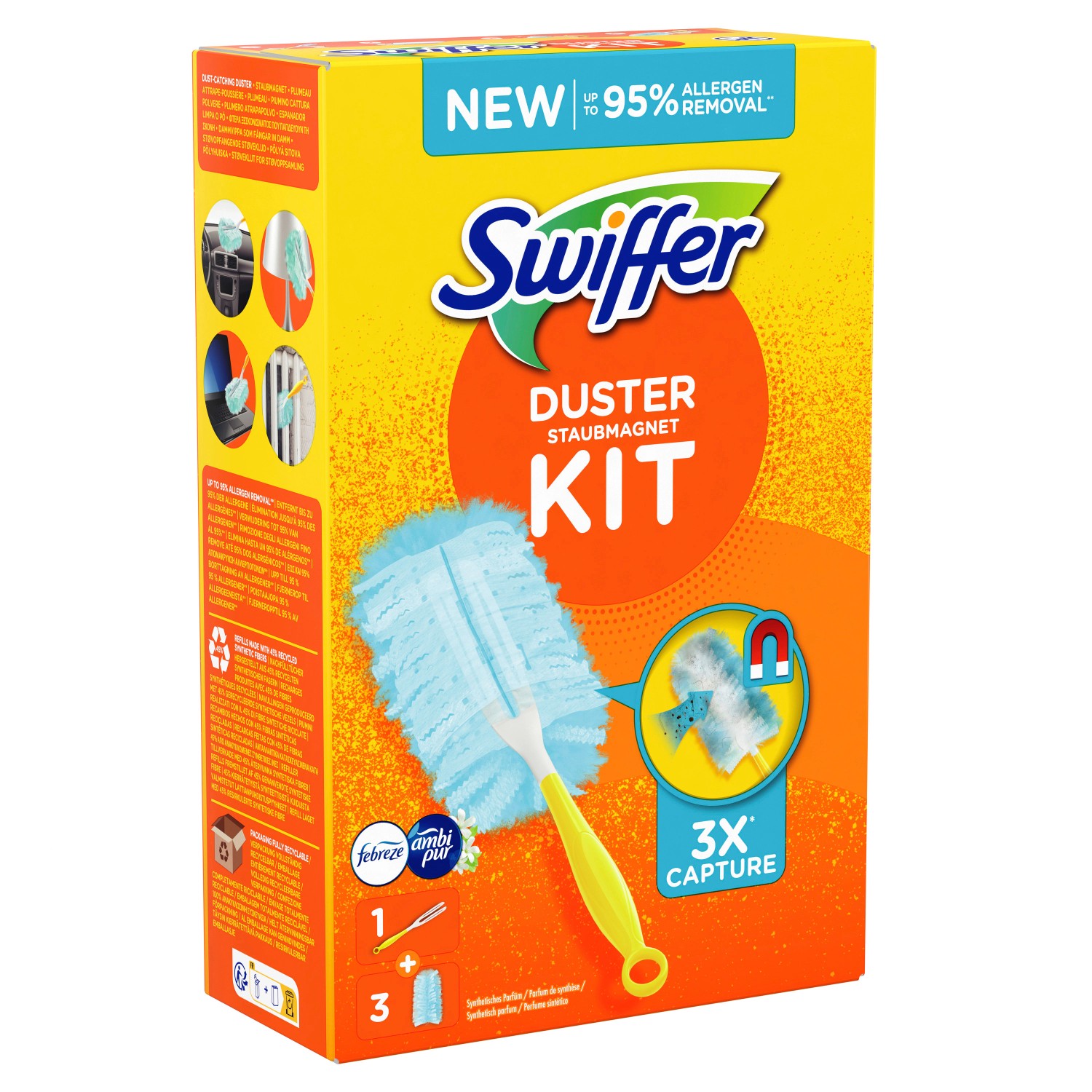 P&G Staubmagnet-Set Swiffer Duster mit 3 Tüchern