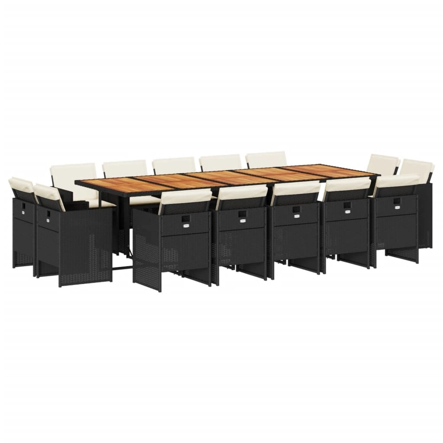 vidaXL 15-Tlg Garten-Essgruppe mit Kissen Schwarz Poly Rattan 3210699 günstig online kaufen