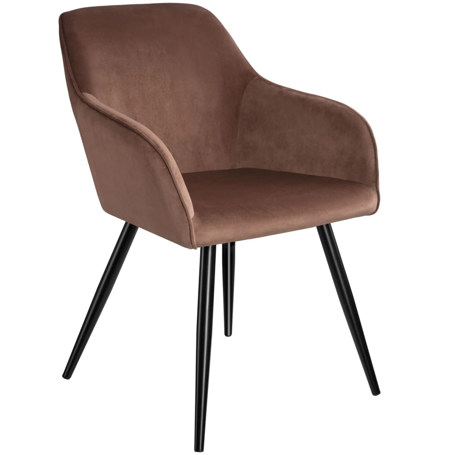Tectake Esszimmerstuhl Marilyn Gepolstert  In Samtoptik Durchgehende Lehne  62 x 58 x 82 cm Braun Schwarz