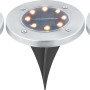 3er Set LED Solar Bodeneinbauleuchten aus Edelstahl für Gartenwege und Beete.