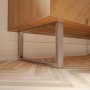 HEVVA Möbelfuß GRAZ aus Rohstahl-Klarlack, U-förmig, an Holzmöbel montiert. Stabil, langlebig, für DIY-Projekte.