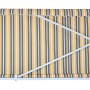 MCW Alu-Markise, 2,5x2m, grau-gelb gestreift, mit Handkurbel und Wandbefestigung.
