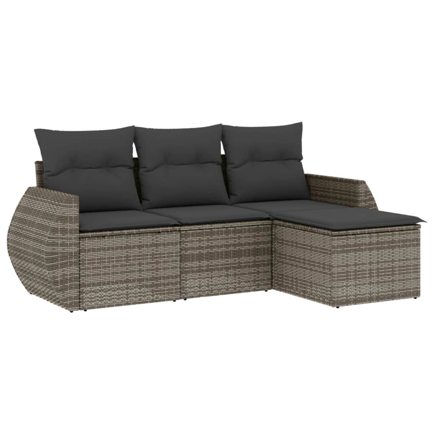 vidaXL 4-Tlg Garten-Sofagarnitur mit Kissen Grau Poly Rattan 3221269 günstig online kaufen